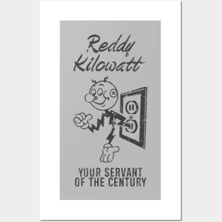 Reddy Kilowatt - Vintage Retrocolor Black Posters and Art